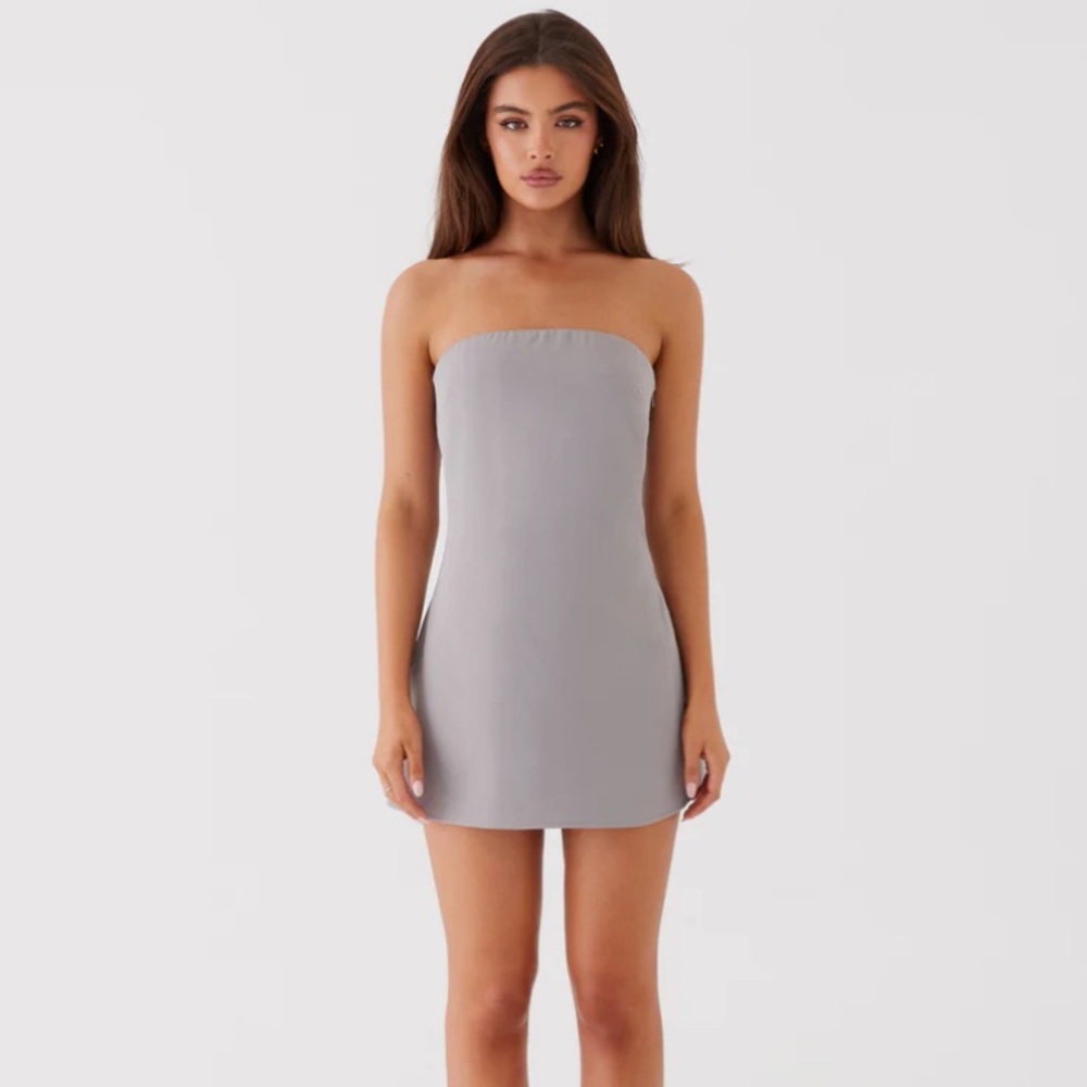 NEW!!! PepperMayo Rachel Strapless Mini Grey Dress US 4 - Picture 2 of 14